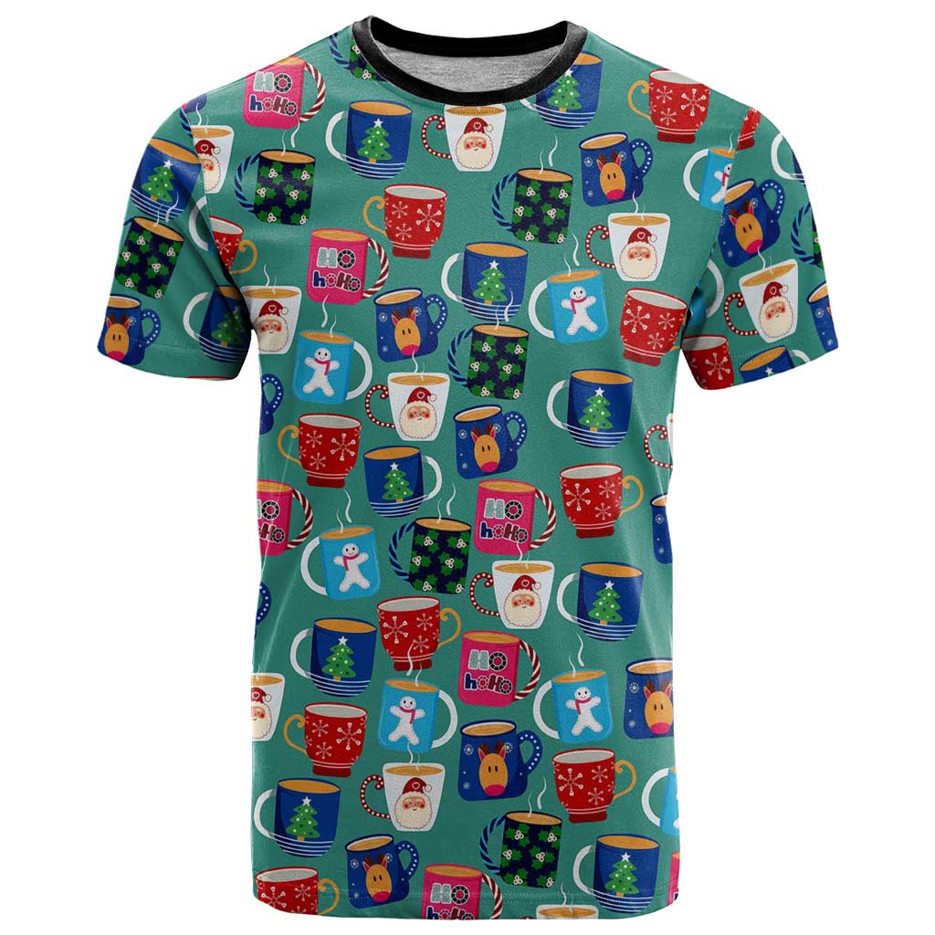 Christmas Teapot Group T-Shirt Xmas Holiday Patterns Graphic Tee