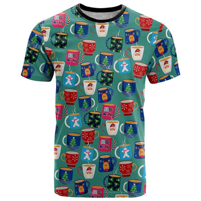 Christmas Teapot Group T-Shirt Xmas Holiday Patterns Graphic Tee