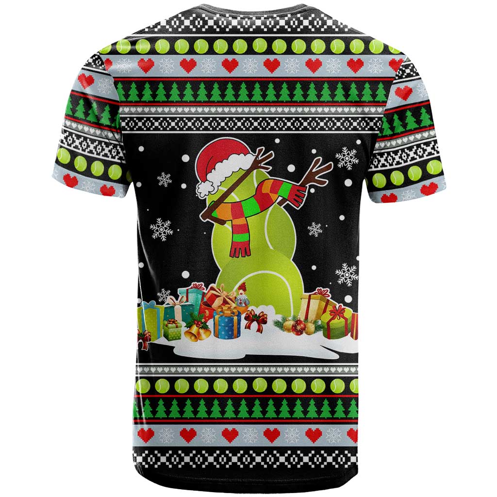 Christmas Tennis Snowman T-Shirt Xmas Holiday Patterns Graphic Tee