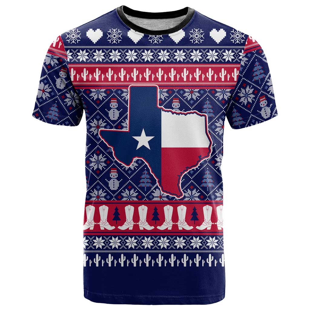 Christmas Texas Map Symbols T-Shirt Xmas Holiday Patterns Graphic Tee