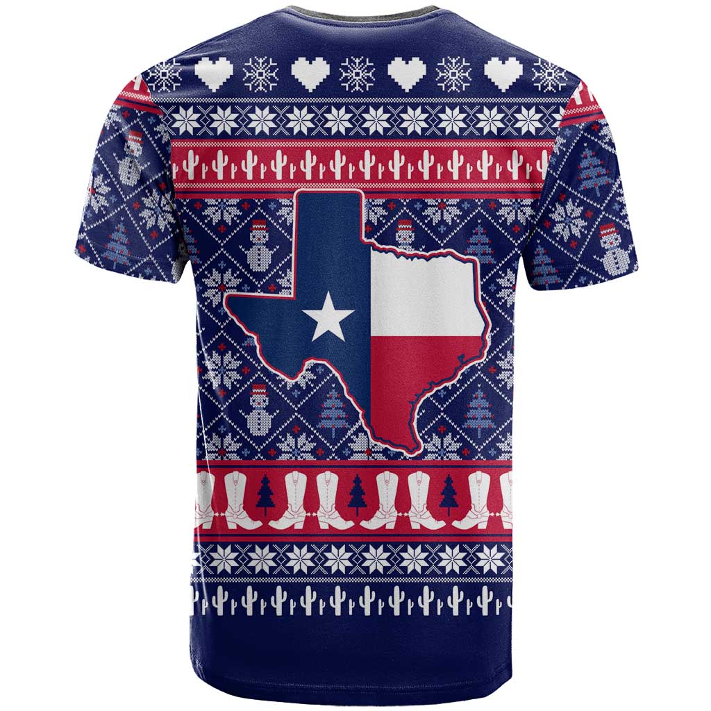 Christmas Texas Map Symbols T-Shirt Xmas Holiday Patterns Graphic Tee