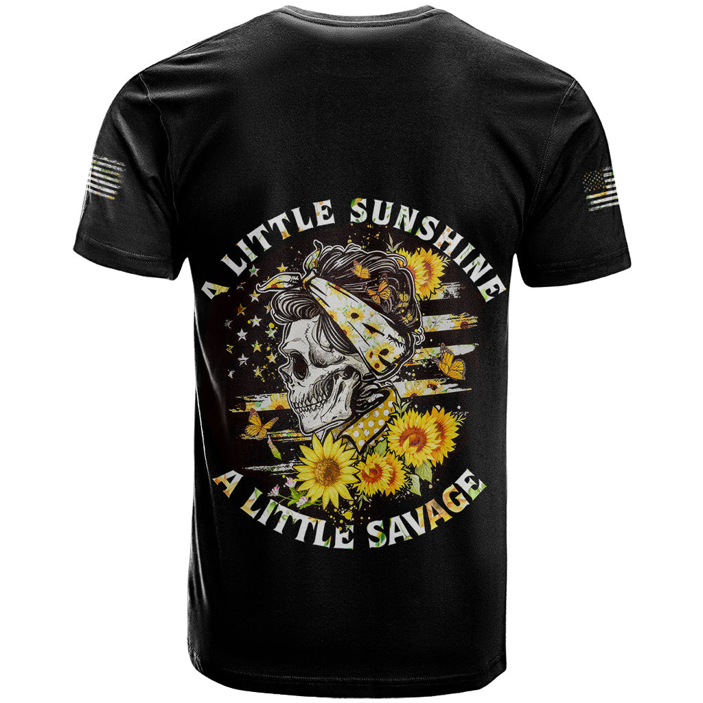 A Little Sunshine A Little Savage Skull T-Shirt Graphic Tee