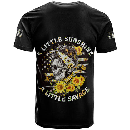 A Little Sunshine A Little Savage Skull T-Shirt Graphic Tee