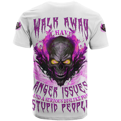 Walk Away Fire Eyes Skull T-Shirt Graphic Tee