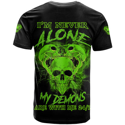 I'm Never Alone Skull Demon T-Shirt Graphic Tee