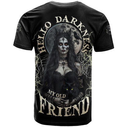 Hello Darkness My Old Friend Halloween Witch T-Shirt Graphic Tee