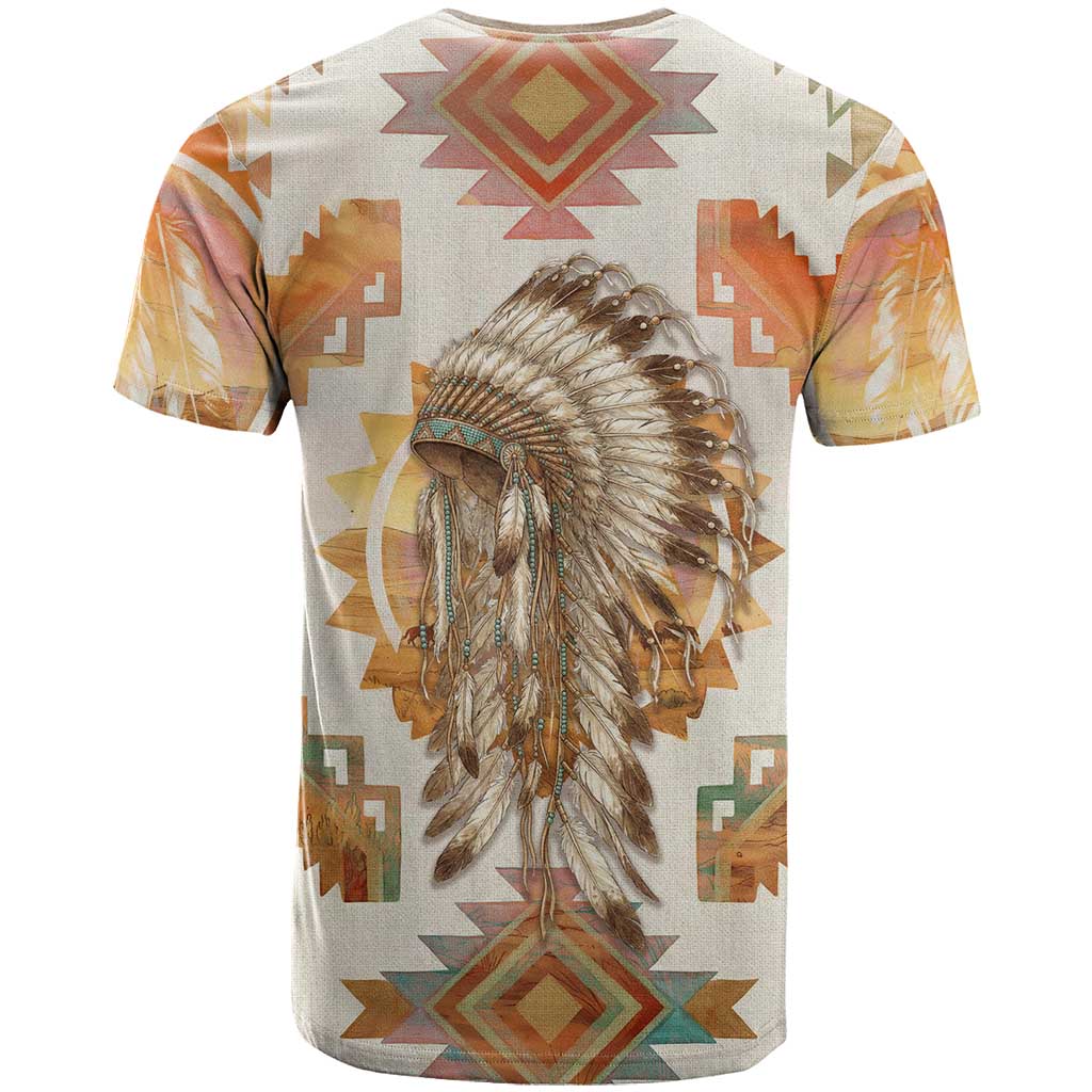 Native American Headdress and Tomahawk T-Shirt with 1492 Symbolic Date Traditional Feather Motif Indigenous Heritage Graphic Tee