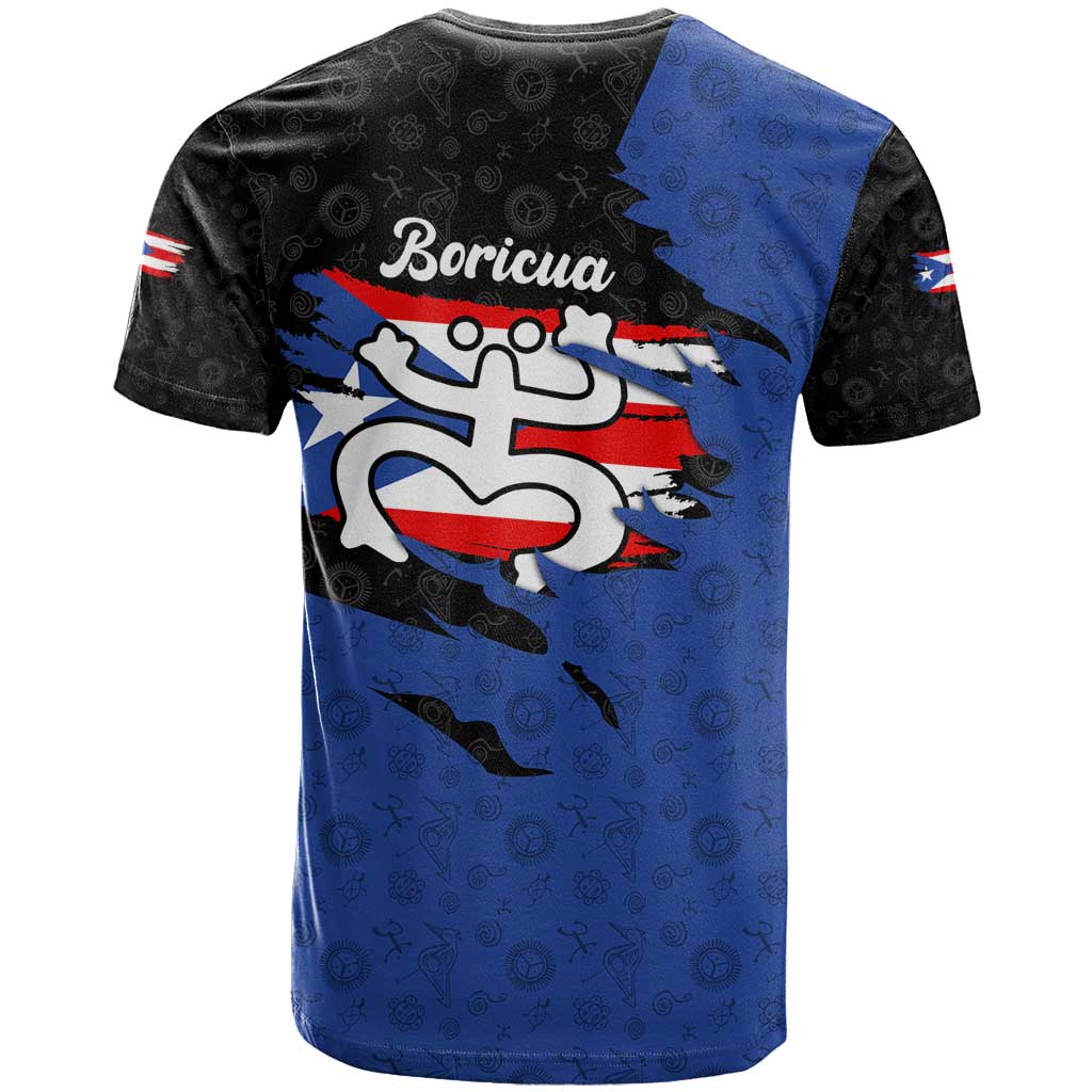 Puerto Rico T-Shirt with Coqui Frog Symbol and Distressed Flag Design Graphic Tee