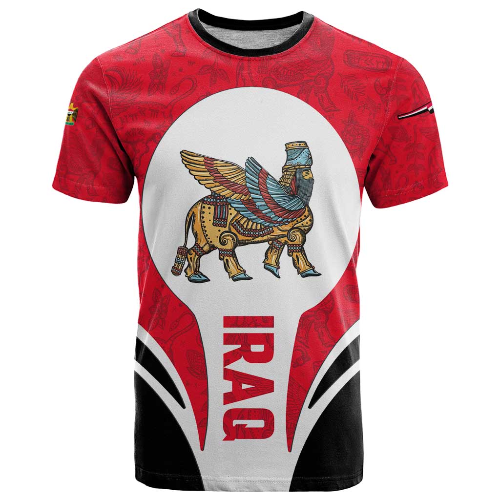 Iraq T-Shirt with Lamassu Mythical Creature and National Map Design Graphic Tee