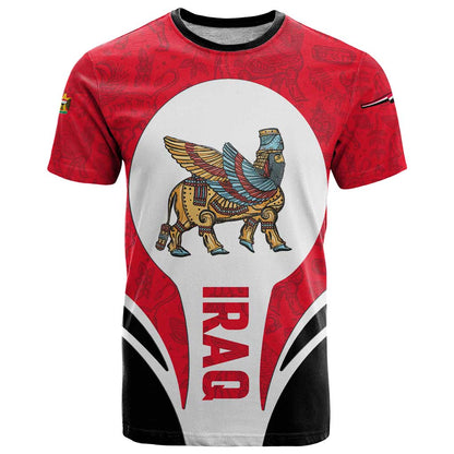 Iraq T-Shirt with Lamassu Mythical Creature and National Map Design Graphic Tee