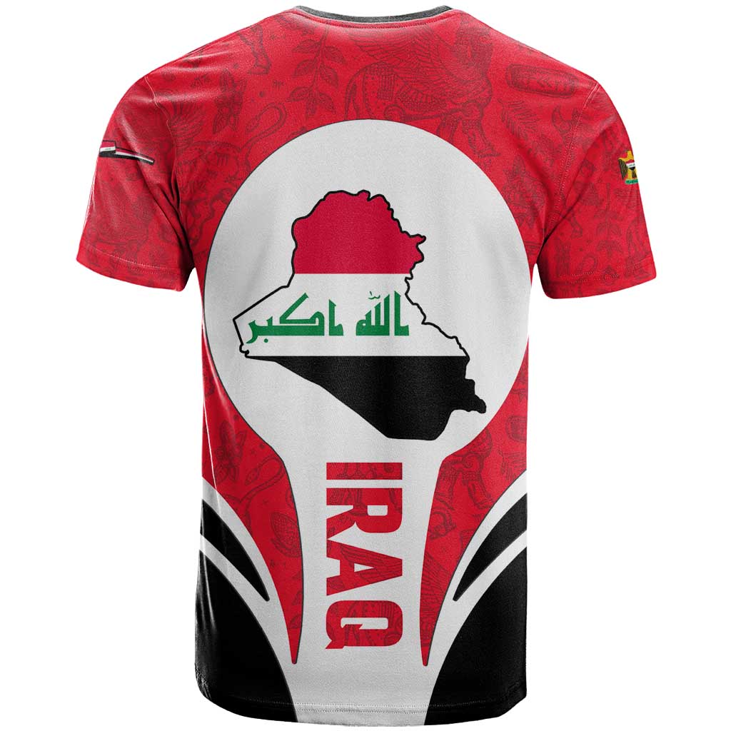 Iraq T-Shirt with Lamassu Mythical Creature and National Map Design Graphic Tee