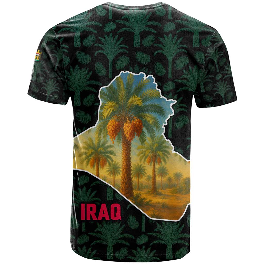 Iraq T-Shirt with Palm Tree Landscape and Map Silhouette Design Graphic Tee