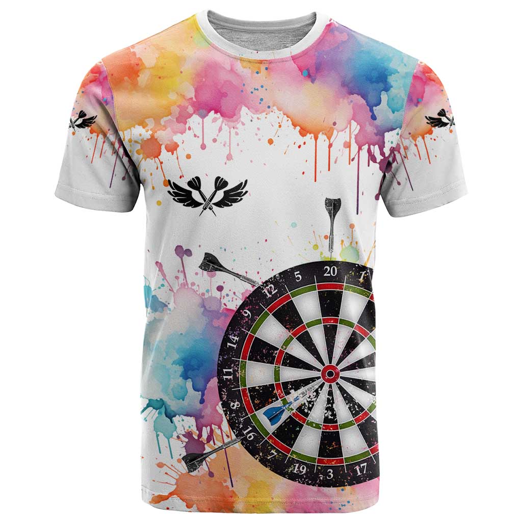 Custom Name Darts T-Shirt Funny Dartboards Colorful Paint Aim Shoot Swear Repeat Graphic Tee