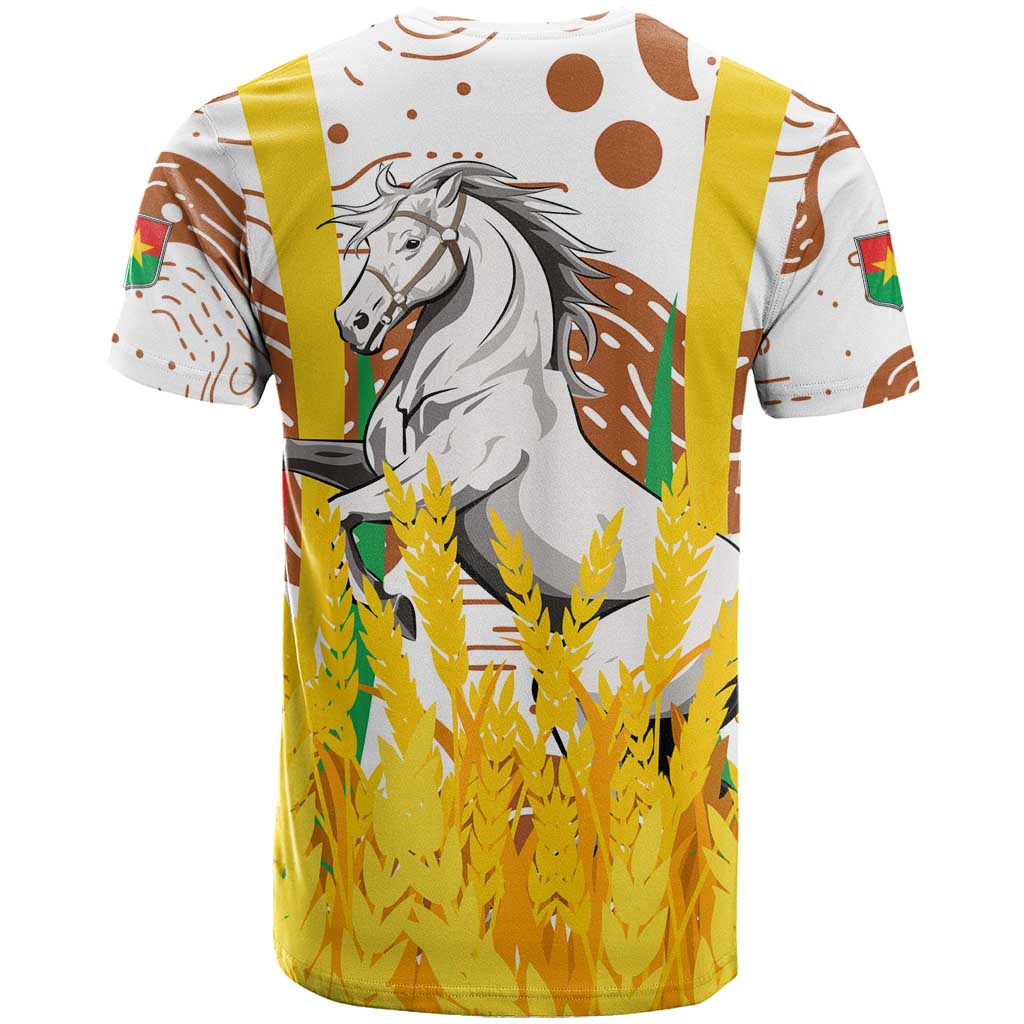 Burkina Faso T-Shirt with Brown White Yellow Abstract Design Graphic Tee