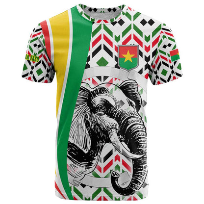 Burkina Faso T-Shirt with Red Green Black Geometric Design Graphic Tee