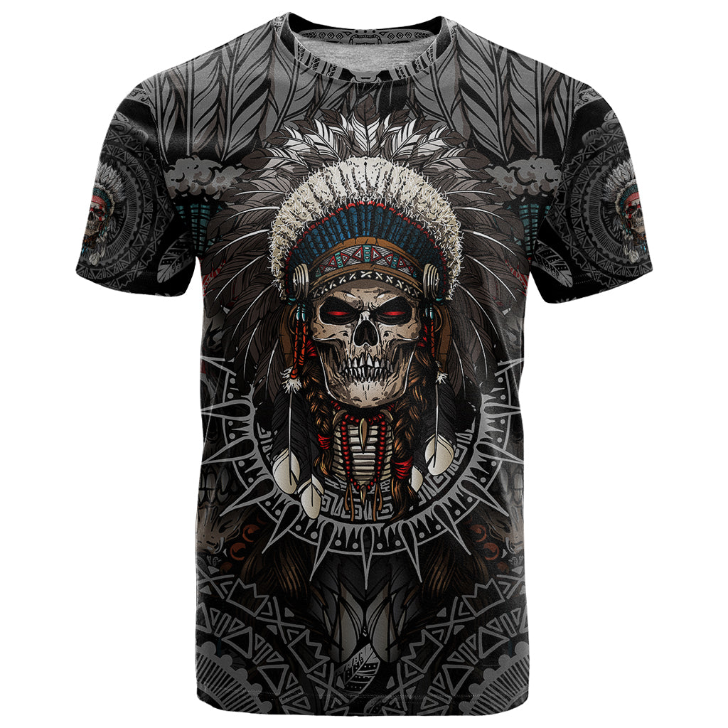 Skull Native American Warrior T-Shirt Graphic Tee