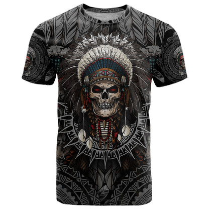 Skull Native American Warrior T-Shirt Graphic Tee