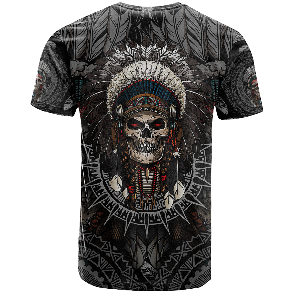Skull Native American Warrior T-Shirt Graphic Tee