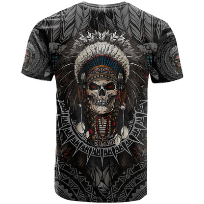 Skull Native American Warrior T-Shirt Graphic Tee