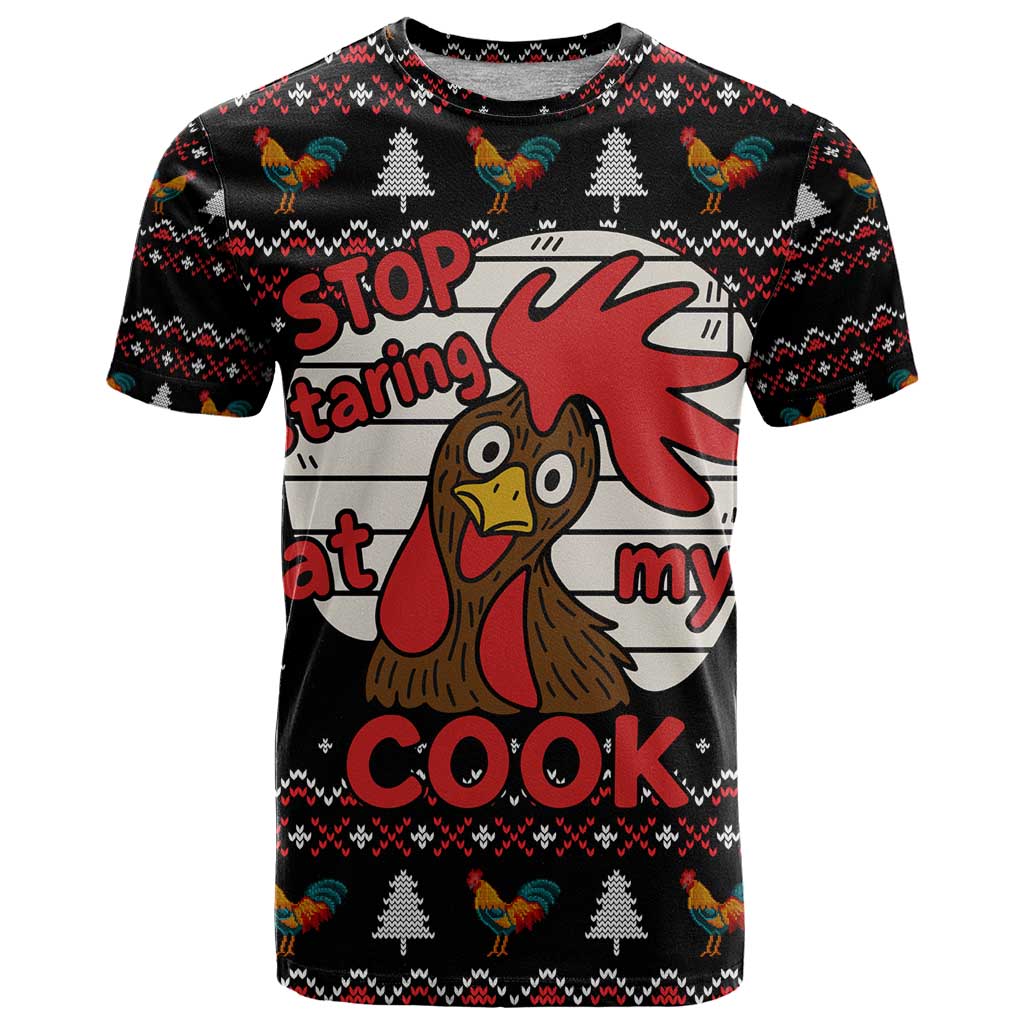 Chicken Stop Christmas T-Shirt Xmas Holiday Patterns Graphic Tee
