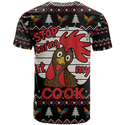 Chicken Stop Christmas T-Shirt Xmas Holiday Patterns Graphic Tee