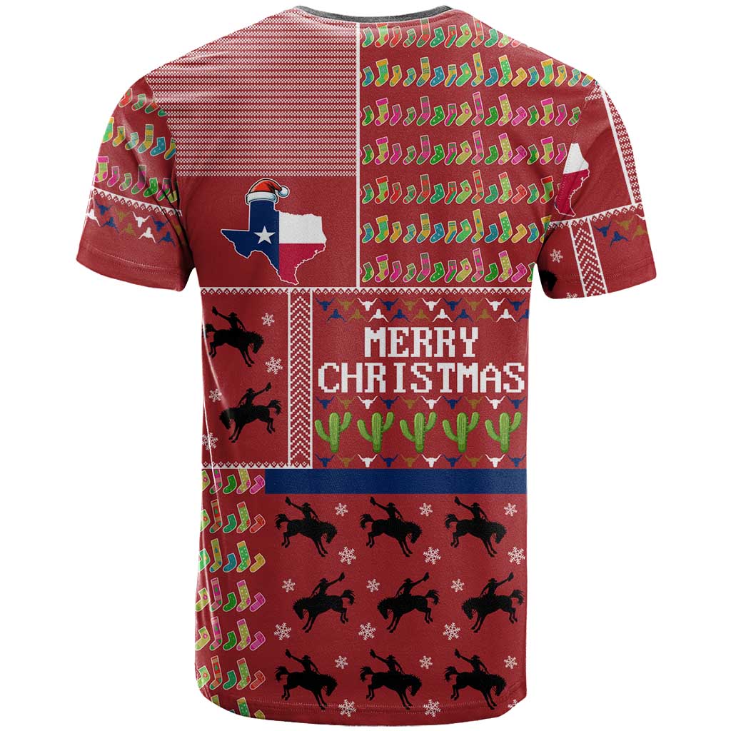 Texas Map Merry Christmas T-Shirt Xmas Holiday Patterns Graphic Tee