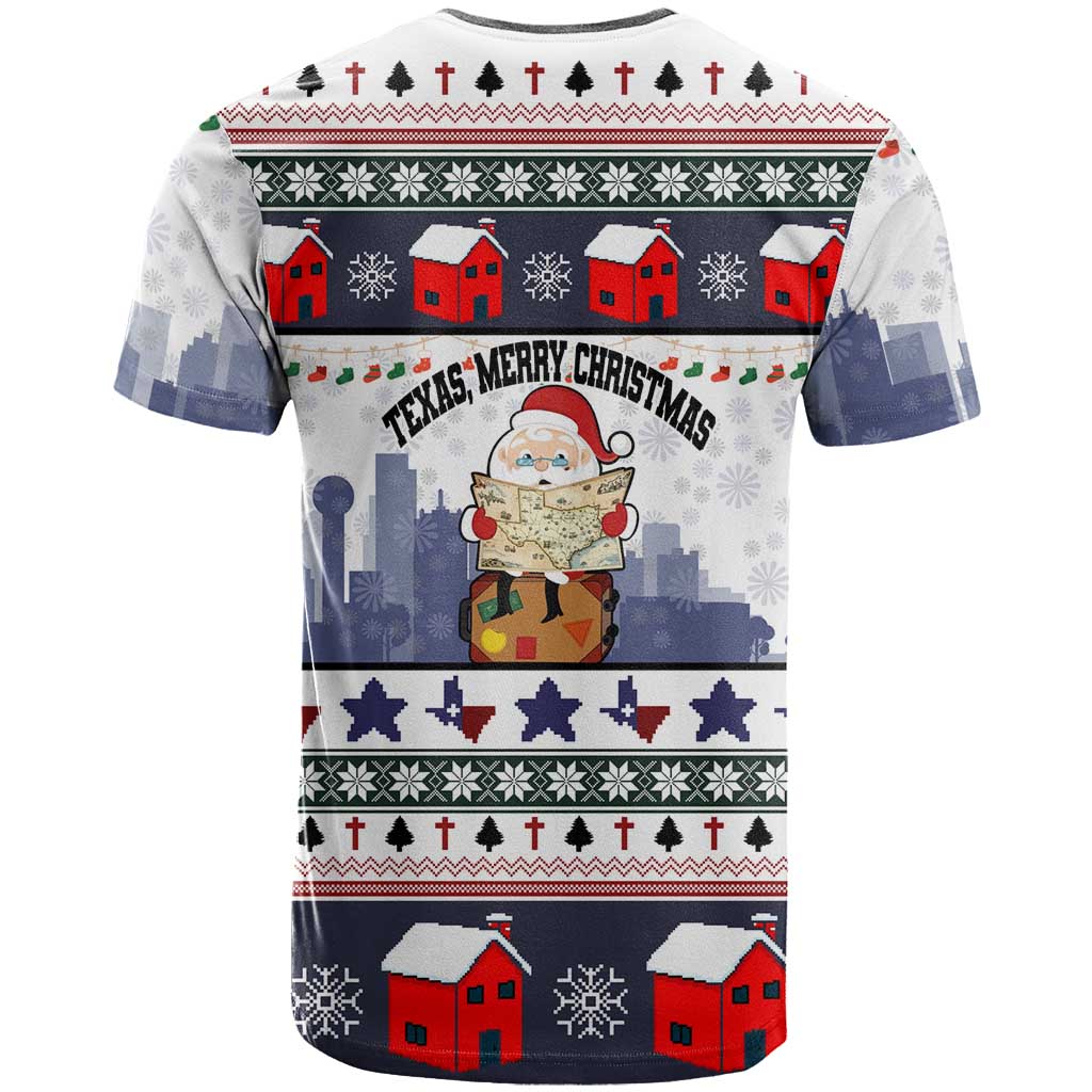 Texas Santa Christmas T-Shirt Xmas Holiday Patterns Graphic Tee