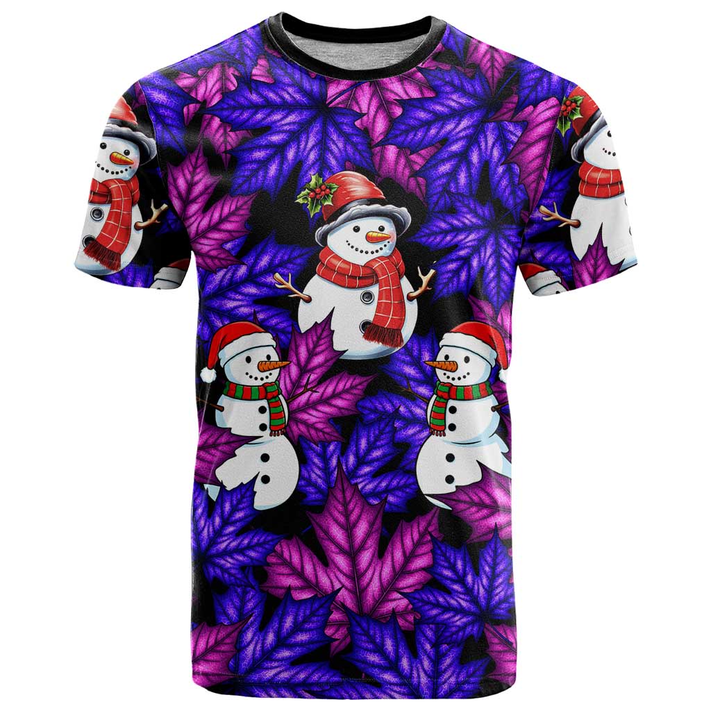 Christmas Snowman Leaves T-Shirt Xmas Holiday Patterns Graphic Tee