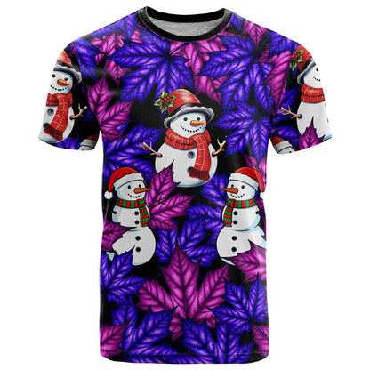 Christmas Snowman Leaves T-Shirt Xmas Holiday Patterns Graphic Tee