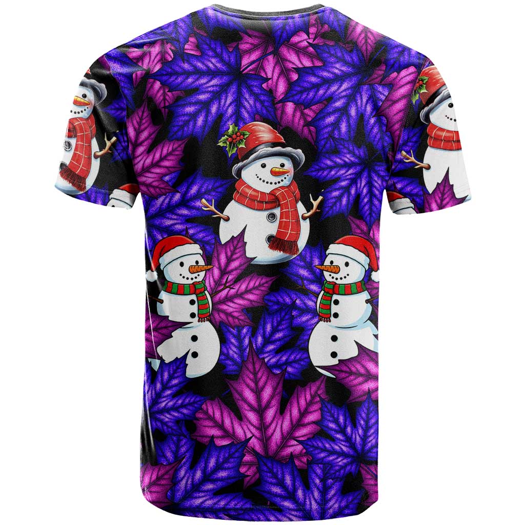 Christmas Snowman Leaves T-Shirt Xmas Holiday Patterns Graphic Tee