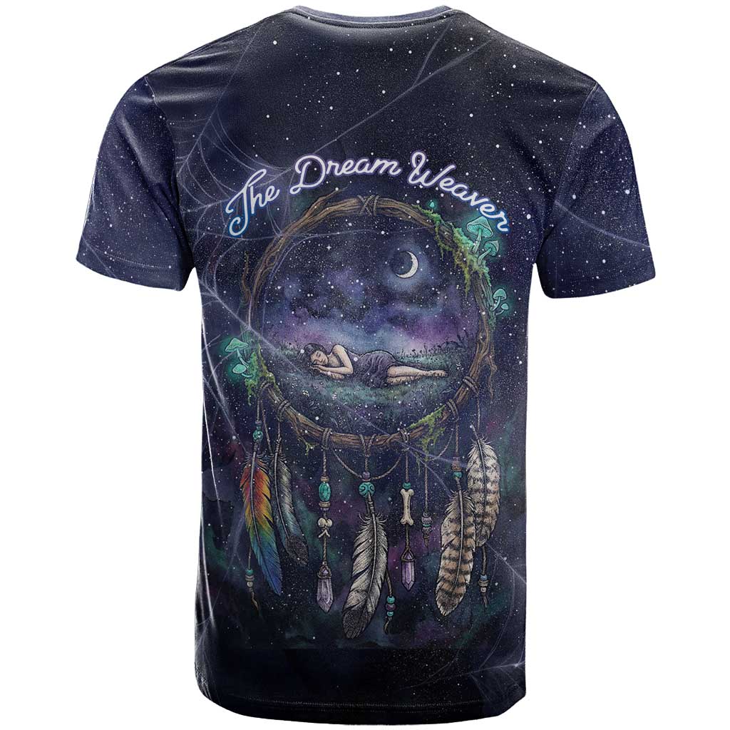 Dreamcatcher Native American T-Shirt Feathers and Starry Night Sky The Dream Weaver Theme Graphic Tee