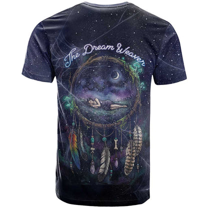 Dreamcatcher Native American T-Shirt Feathers and Starry Night Sky The Dream Weaver Theme Graphic Tee
