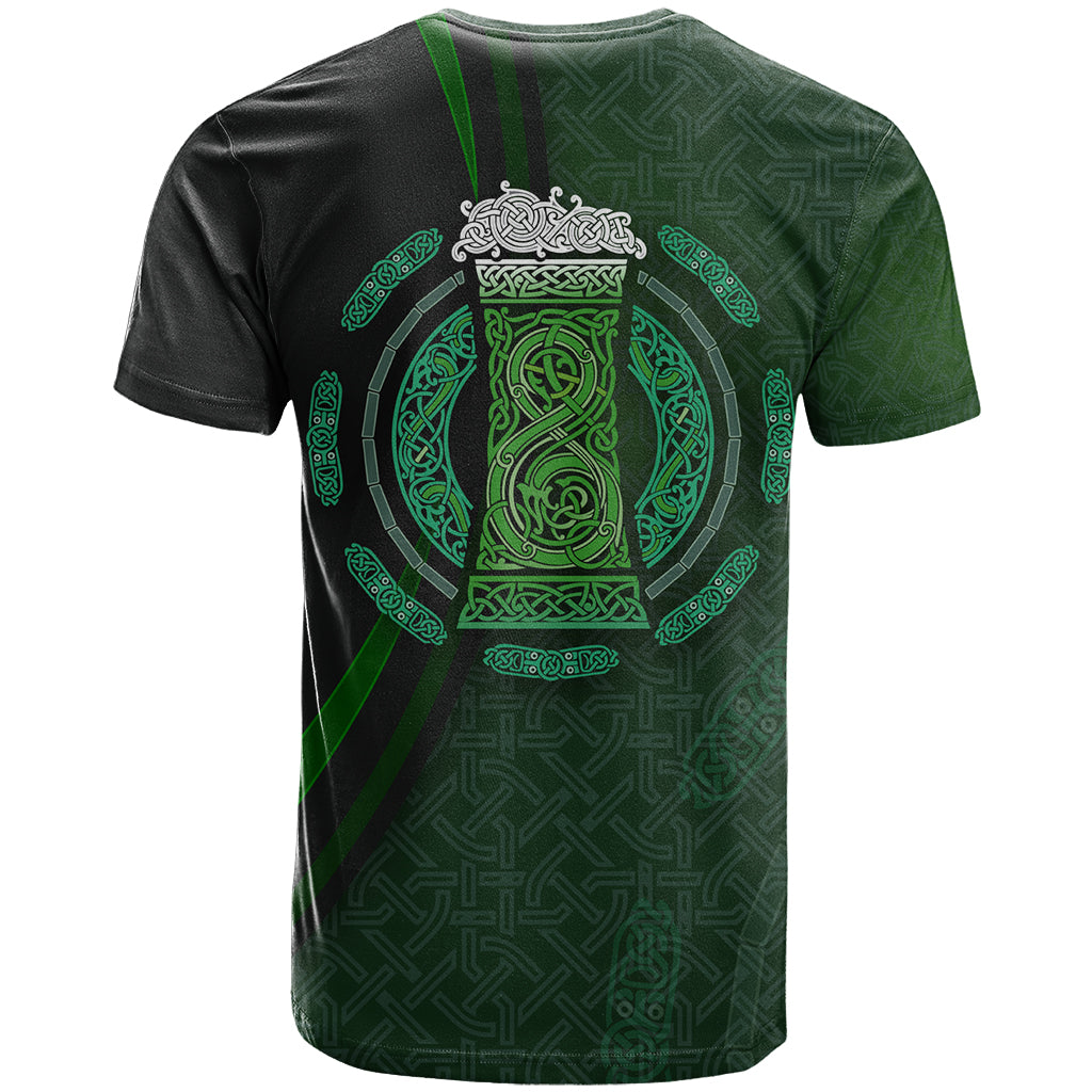 Beer Cup Pattern And Celtic Circle Green T-Shirt Graphic Tee