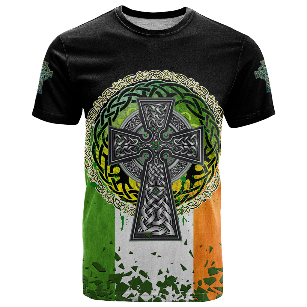 Irish Cross Mix With Shamrock Floral And Flag T-Shirt Graphic Tee