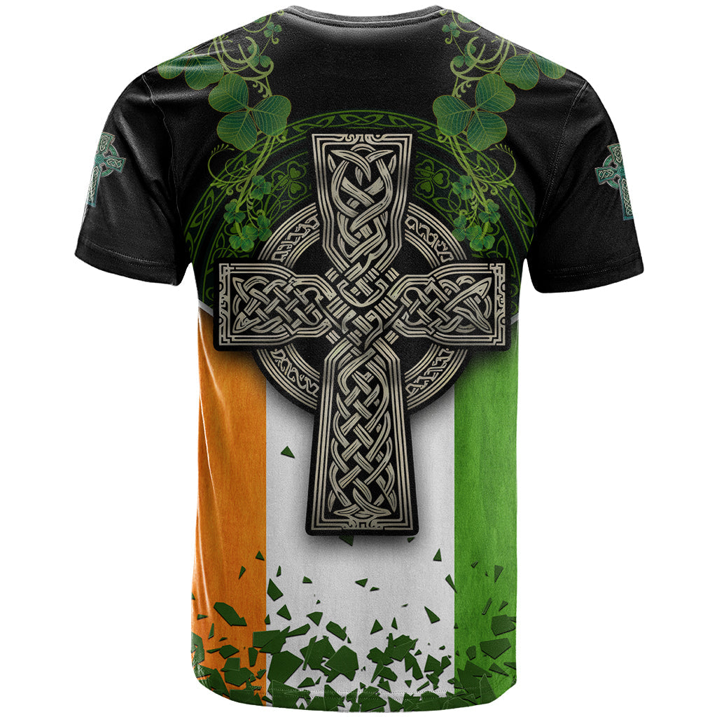 Irish Cross Mix With Shamrock Floral And Flag T-Shirt Graphic Tee
