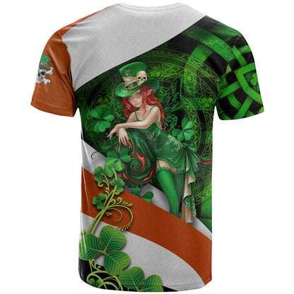 Patrick Day - Irish Cross - Lucky Girl T-Shirt Graphic Tee