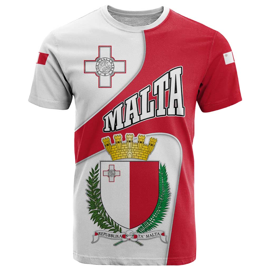Malta T-Shirt with Coat of Arms and Island Map Design Graphic Tee