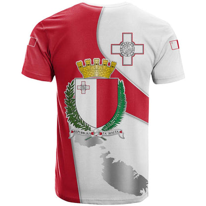 Malta T-Shirt with Coat of Arms and Island Map Design Graphic Tee