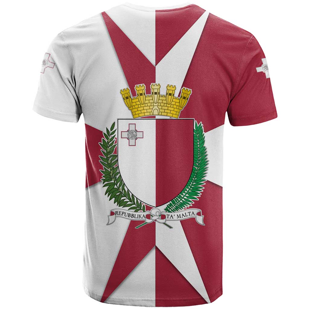 Malta T-Shirt with Red White Crossburst Design Graphic Tee
