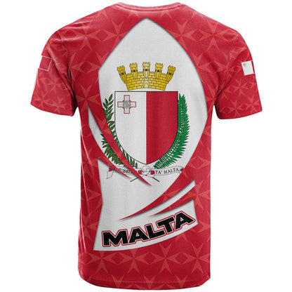 Malta T-Shirt with Red White Swirl Design Graphic Tee