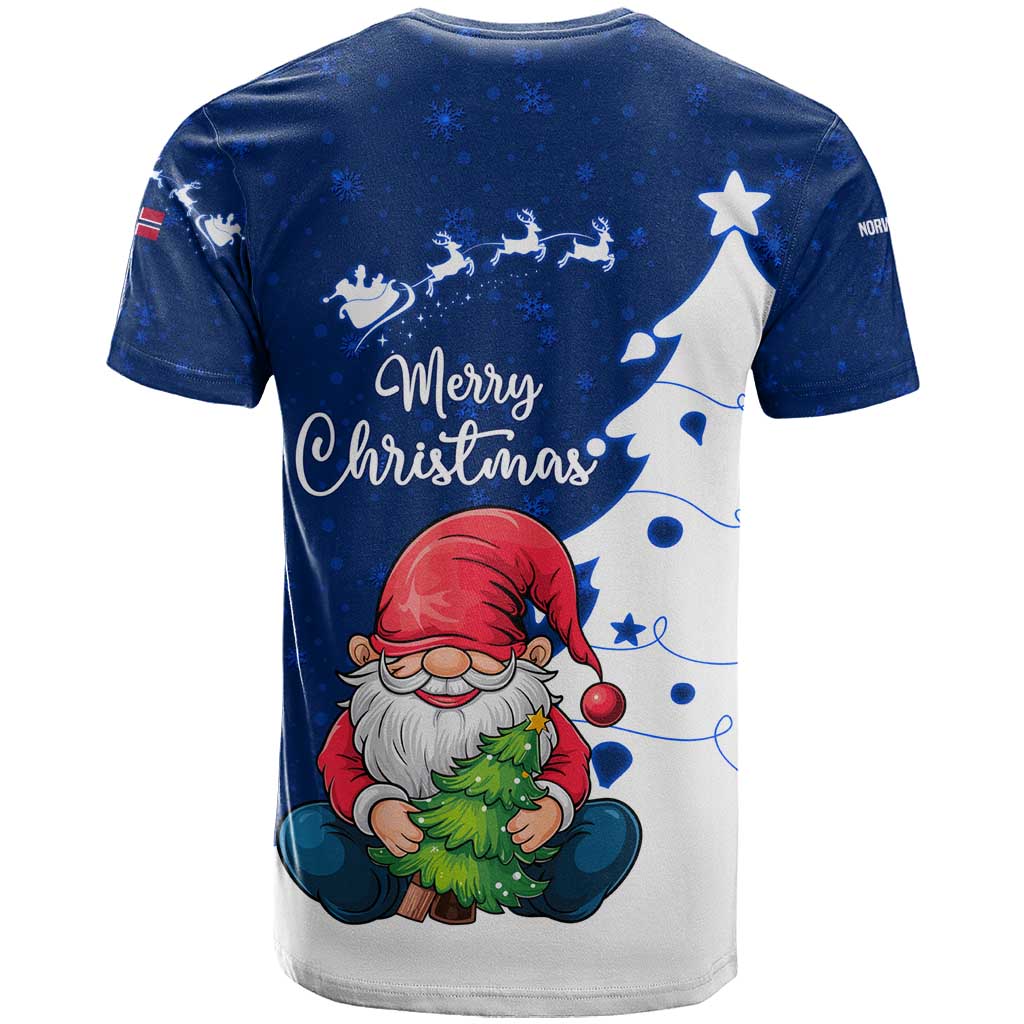 Norway Christmas T-Shirt with Nordic Gnome Santa White Tree and Snowflake Graphic Tee