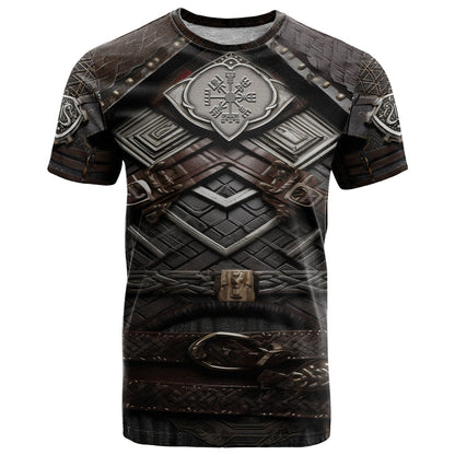 Viking Warrior Armor T-Shirt Fenrir Wolf Symbol Graphic Tee