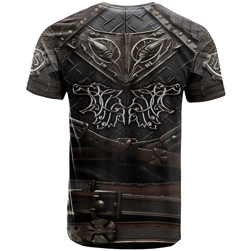 Viking Warrior Armor T-Shirt Fenrir Wolf Symbol Graphic Tee