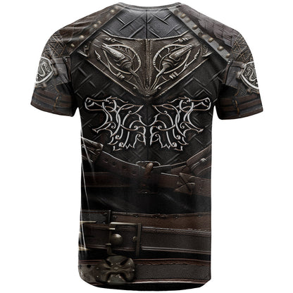 Viking Warrior Armor T-Shirt Fenrir Wolf Symbol Graphic Tee