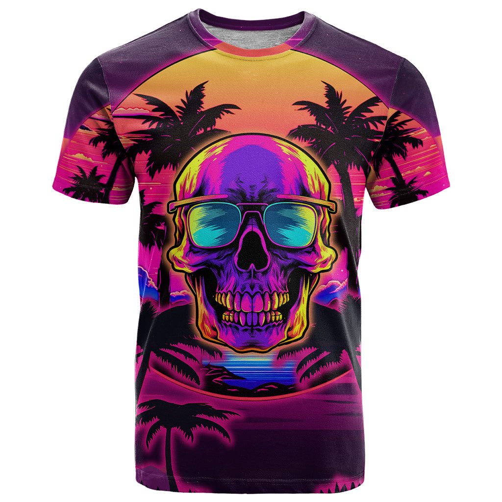 Foreuer Chasing Sunsets Skull T-Shirt Graphic Tee