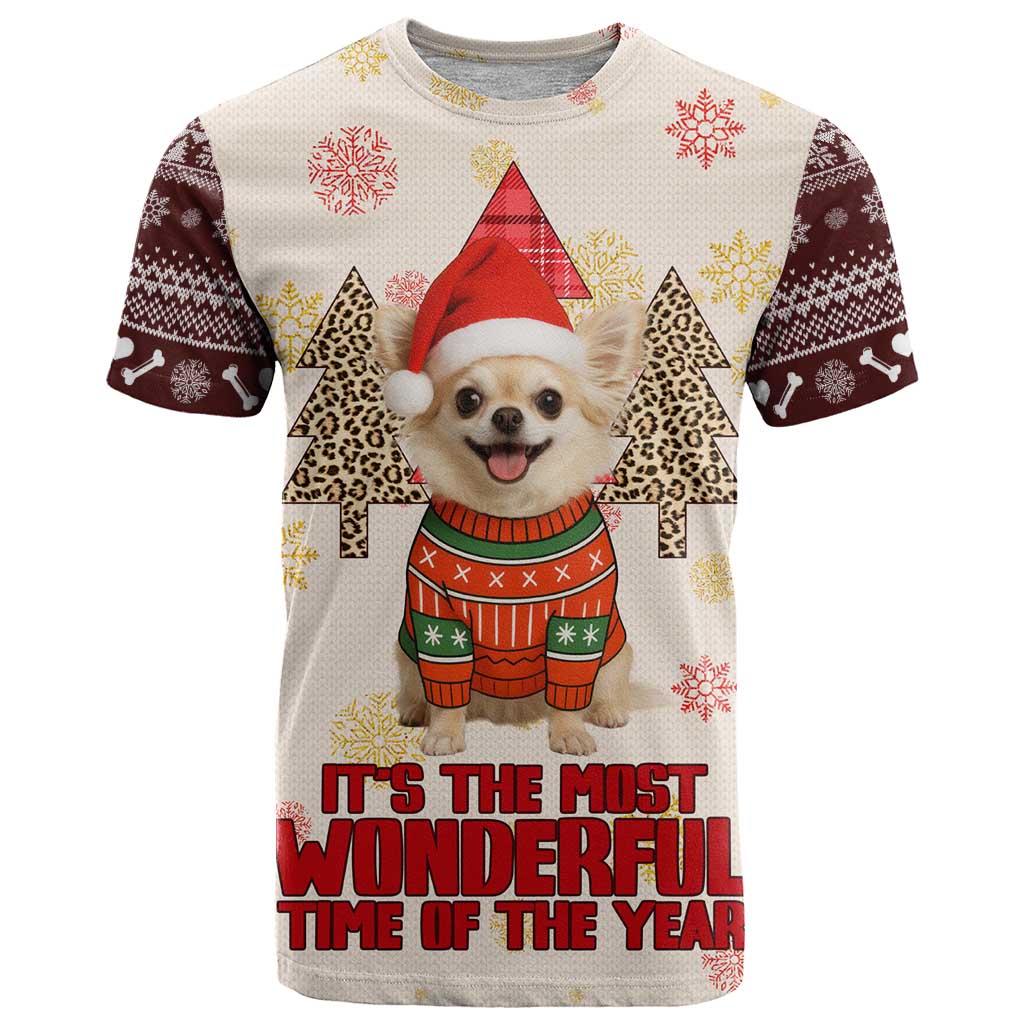 Chihuahua The Most Beautiful Time Xmas Christmas T-Shirt Xmas Holiday Patterns Graphic Tee