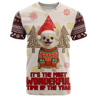 Chihuahua The Most Beautiful Time Xmas Christmas T-Shirt Xmas Holiday Patterns Graphic Tee