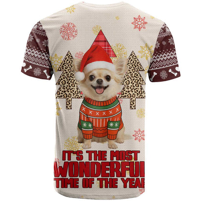 Chihuahua The Most Beautiful Time Xmas Christmas T-Shirt Xmas Holiday Patterns Graphic Tee
