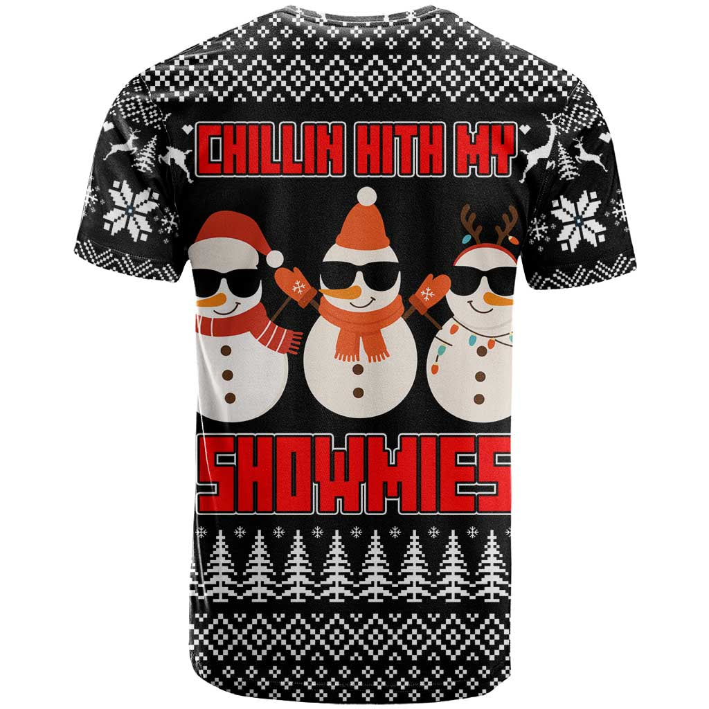 Chillin With My Snowmies Christmas T-Shirt Xmas Holiday Patterns Graphic Tee