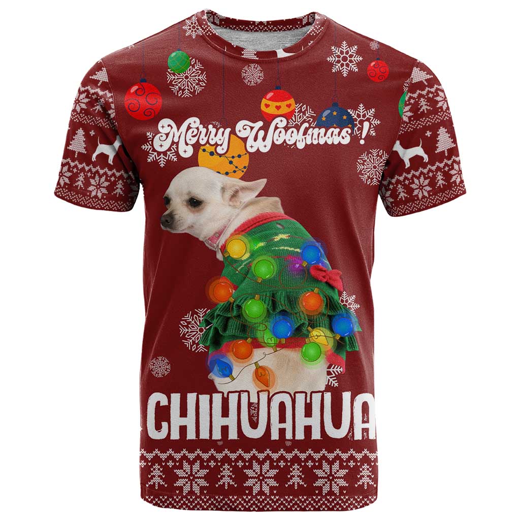 Chihuahua Dog Attitude Christmas T-Shirt Xmas Holiday Patterns Graphic Tee